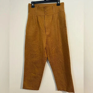 Tba Anthropologie TO BE ADORED animal DOT high rise wide leg trouser cotton silk